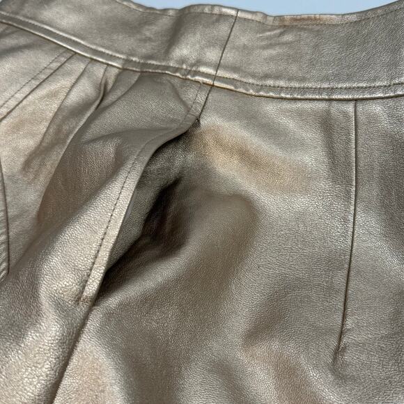 FRNCH Paris Gold Vegan Leather Pencil Skirt Women’s Small Metallic Chic - Picture 10 of 11